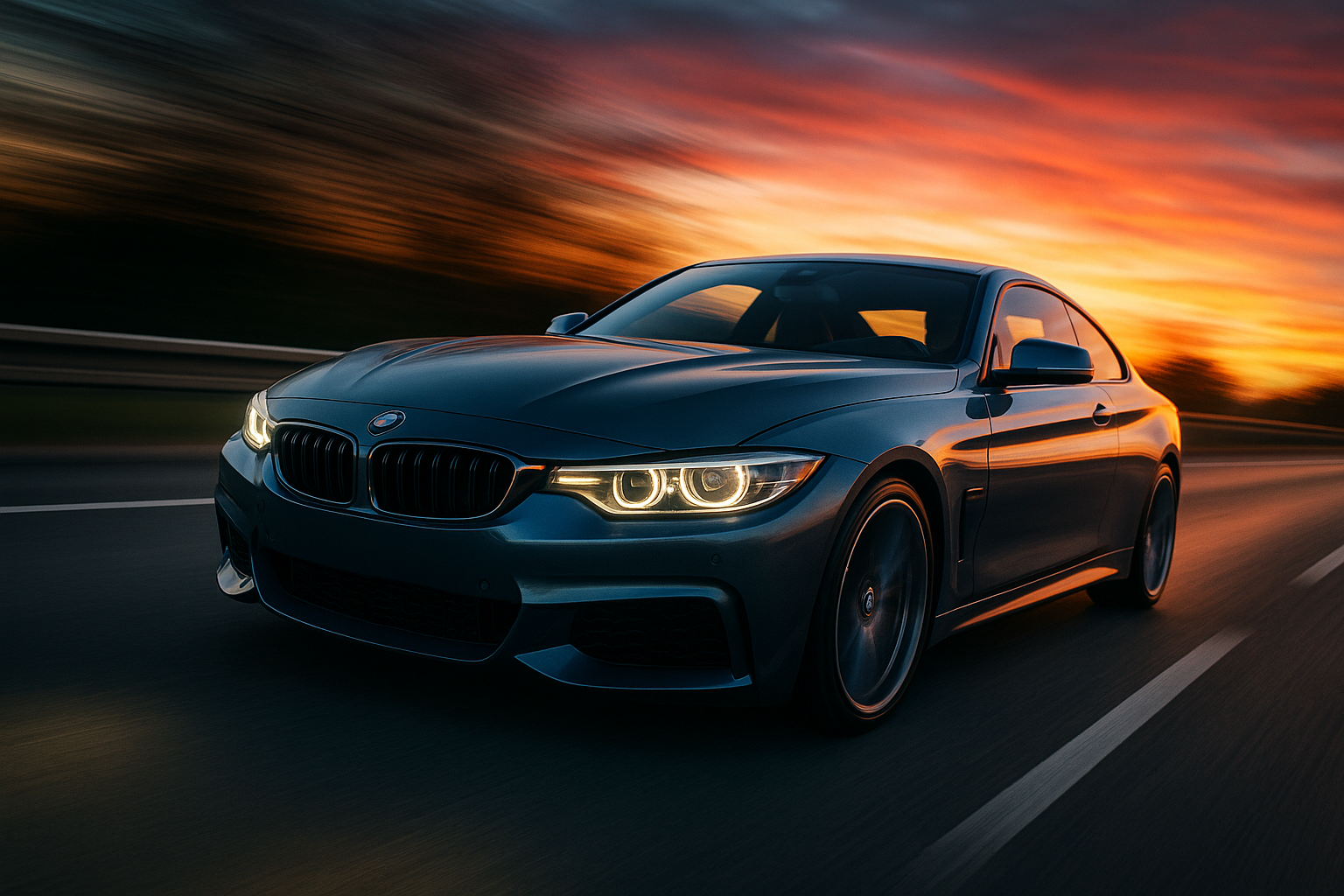 bmw car running at speed